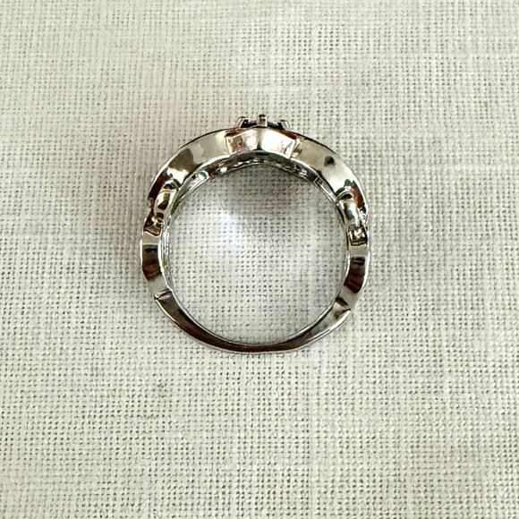 Elegant Silver Rose Gold Heart Infinity Knot Ring Rhinestone Accents Size 7.75 - Picture 4 of 11